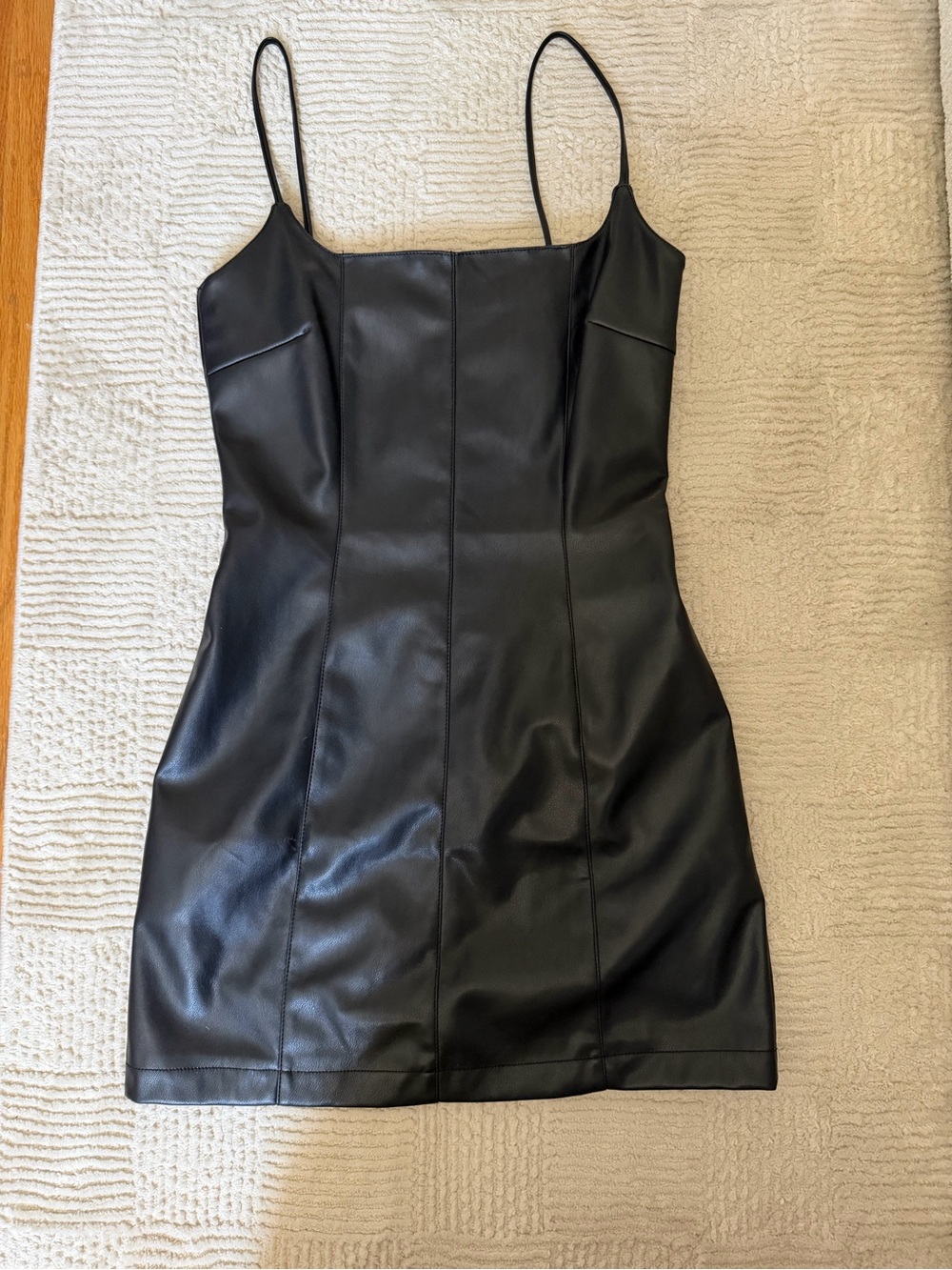 Nasty Gal Black Faux Leather Spaghetti-Strap Mini Dress - Picture 2 of 5